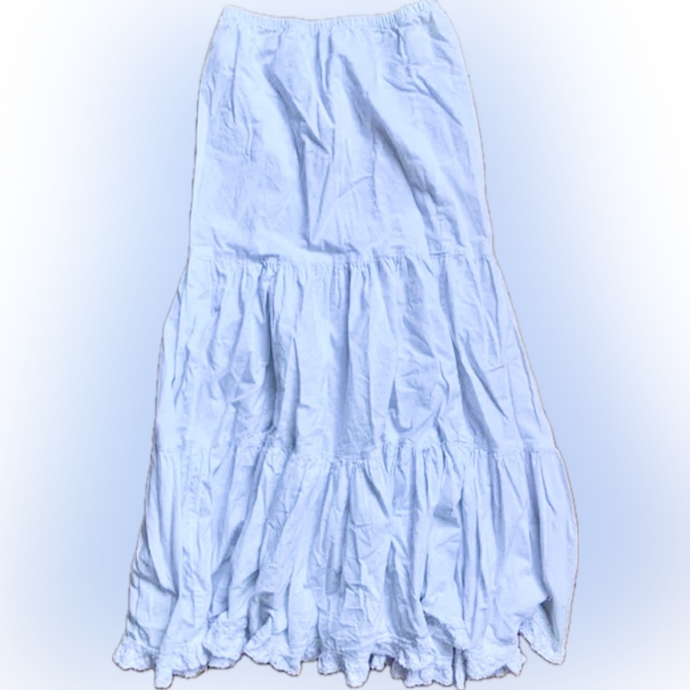 Vintage Tiered white cotton midi skirt